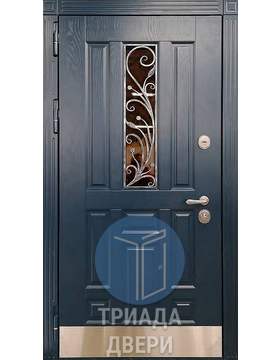 дверь металлическая элитного класса со стеклом и ковкой