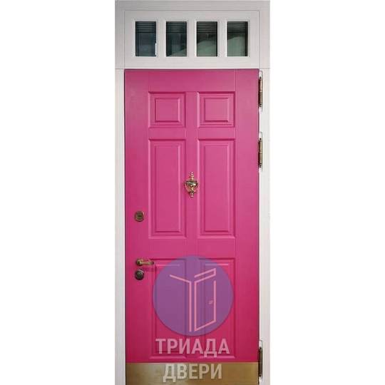 дверь с розовым отделочным материалом мдф для каркасного коттеджа