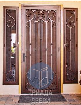 тамбурная решетчатая дверь с ручкой на планке и нитроэмалевым окрасом