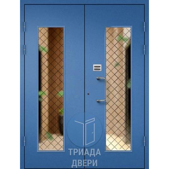 двустворчатая дверь в подъезд с кодовым замком