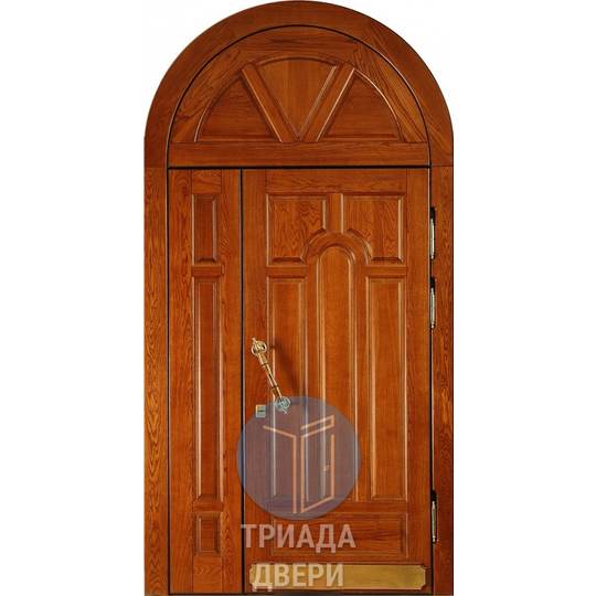 одностворчатая утепленная дверь с арочной фрамугой и боковой вставкой