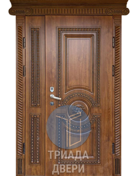 элитная дверь в загородный дом с темным массивом дерева