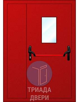 техническая дверь со стеклом и ручкой антипаника